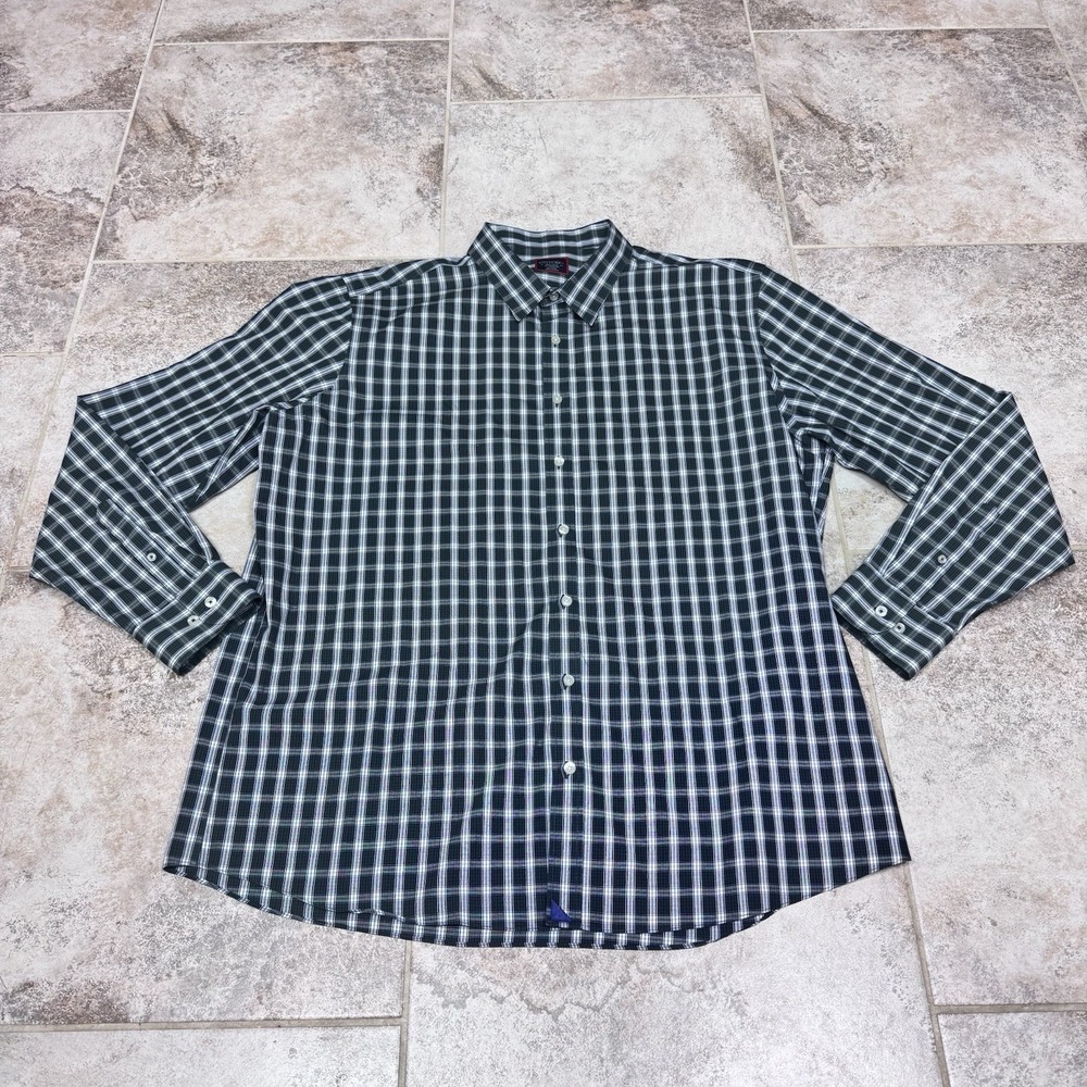 Untuckit Shirt Mens 3XL Tall Green Plaid Truscott Wrinkle Free Cotton Button Up